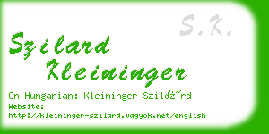 szilard kleininger business card